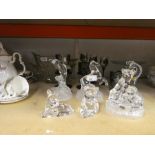 Six crystal; model of animals, modern Damask glassware etc.