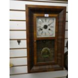 Mahogany cased hour wall clock and a Banjo barometer