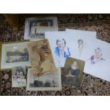 Michael Frith, three portrait watercolours, sundry pictures and a small quantity of records.