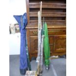 A collection of fishing rods and other related items.