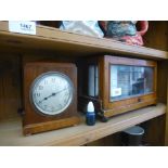 A mahogany cased barograph and a small mantle clock