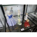 Four Royal Doulton figures and three others - 7