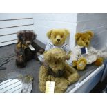 Two Bainbridge plush teddy bears, a Luvable teddy and an Elizabeth Lloyd teddy