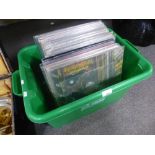 A carton of 1970's / 1980's rock, pop LPs including Iron Maiden, Santana and Nirvana