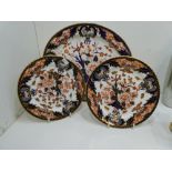 3 Royal Crown Derby Imari pattern plates