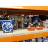 A quantity of art glass to include vases, jugs, bon-bon dish, etc.