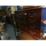 Vintage mahogany chest of 4 long drawers on bracket supports, A/F