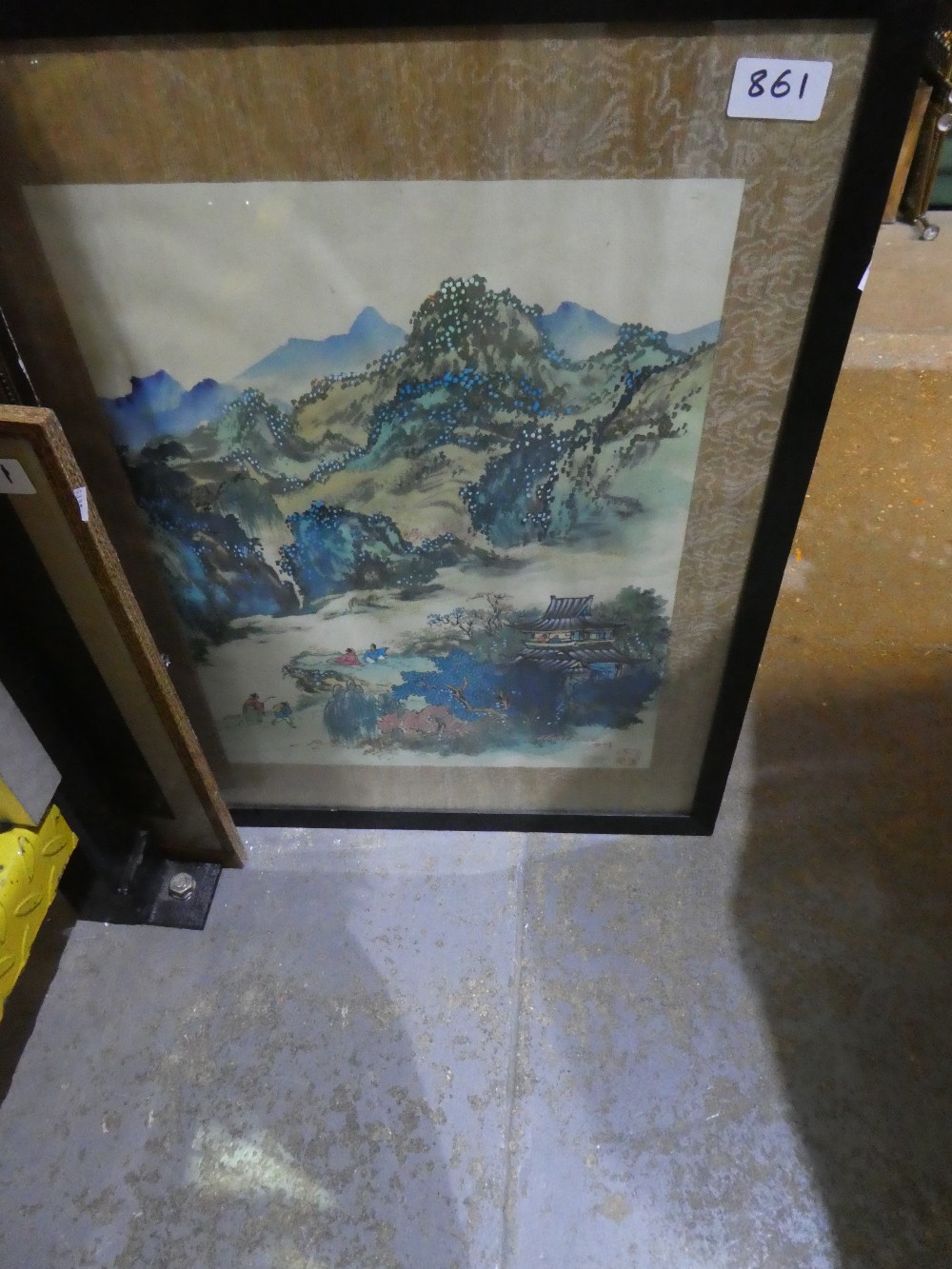 Five framed and glazed pictures - including pastel drawing of a horse, oriental pictures