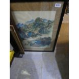 Five framed and glazed pictures - including pastel drawing of a horse, oriental pictures