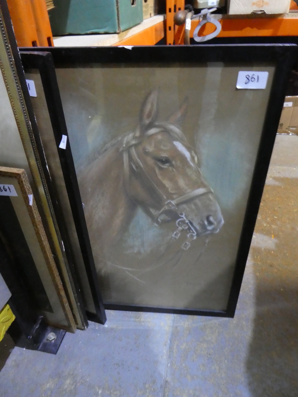 Five framed and glazed pictures - including pastel drawing of a horse, oriental pictures - Image 2 of 2