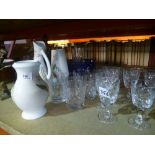 Quantity of signed Radford pottery with selection of glassware