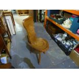 Oak three legged rustic chair