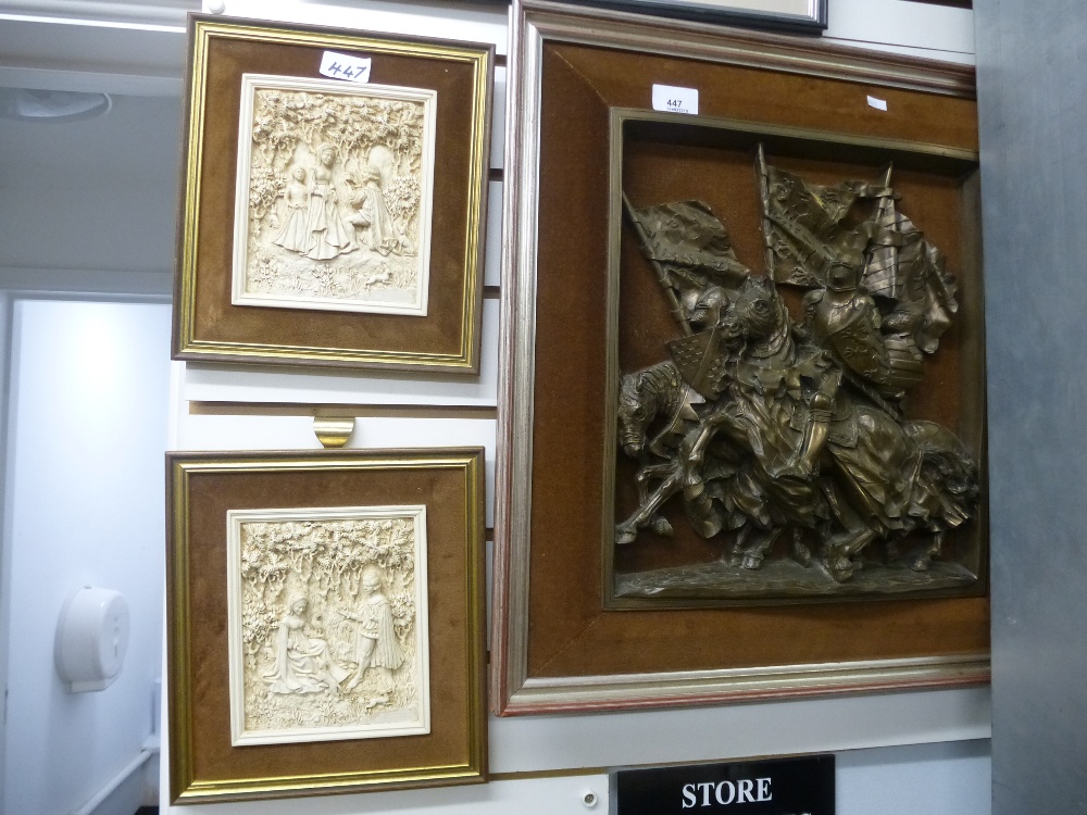 Large 3D picture of Knights of Old, together with two sets of two smaller pictures of figures