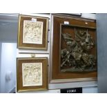 Large 3D picture of Knights of Old, together with two sets of two smaller pictures of figures