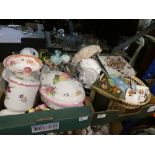 A box including Spode, Tureen, Wedgwood trinket boxes, etc.
