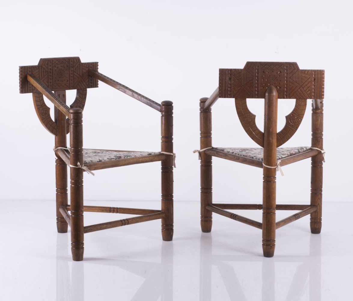 SchwedenZwei Armlehnstühle 'Munk chair', 1930/40er JahreH. 86 x 60 x 54 cm.Eichenholz, teilweise - Image 7 of 9