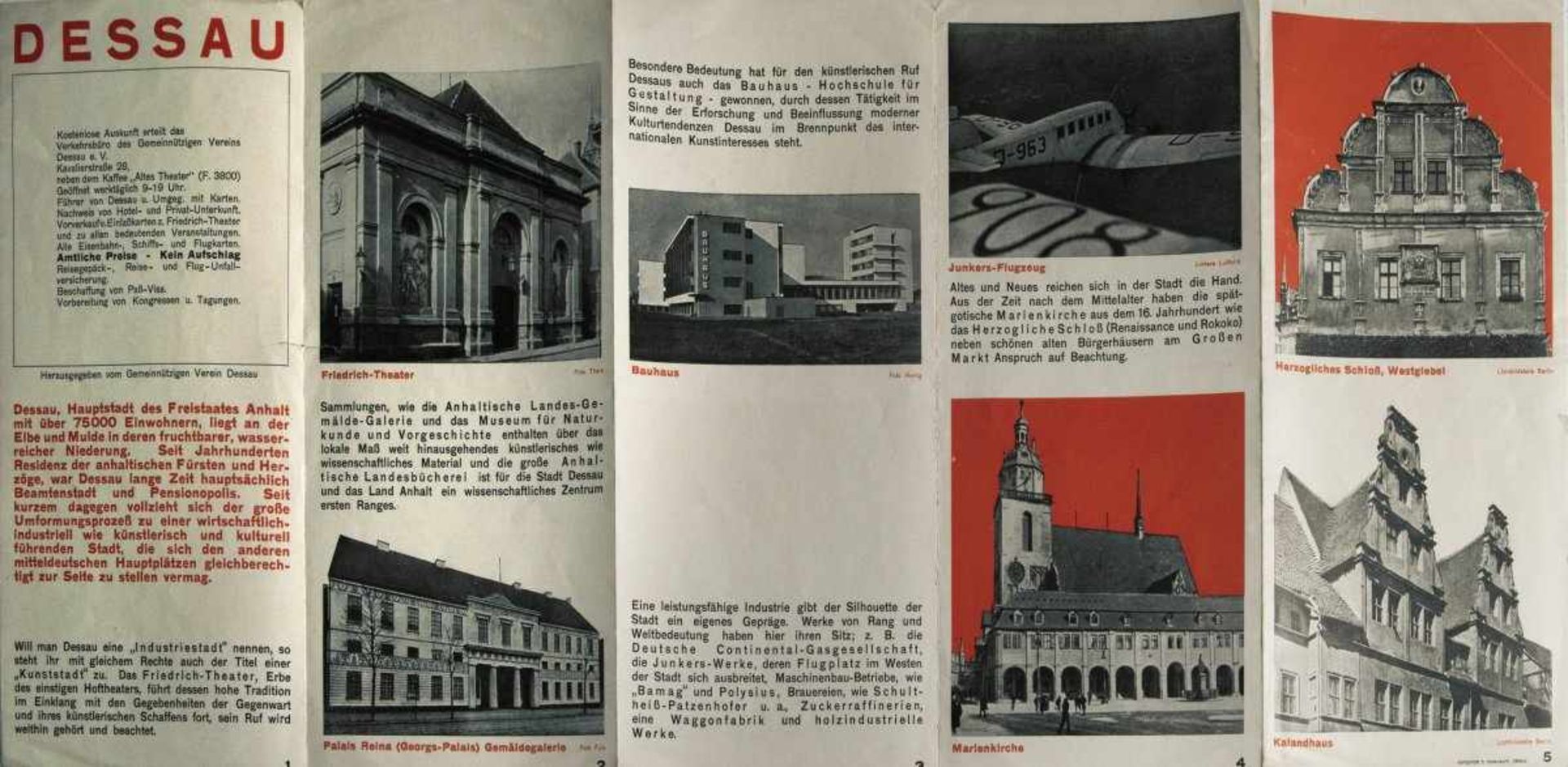 Herbert Bayer, Faltprospekt 'Dessau', 1927Faltprospekt 'Dessau', 192721 x 10,5-52,3 cm. Buchdruck. - Bild 2 aus 4