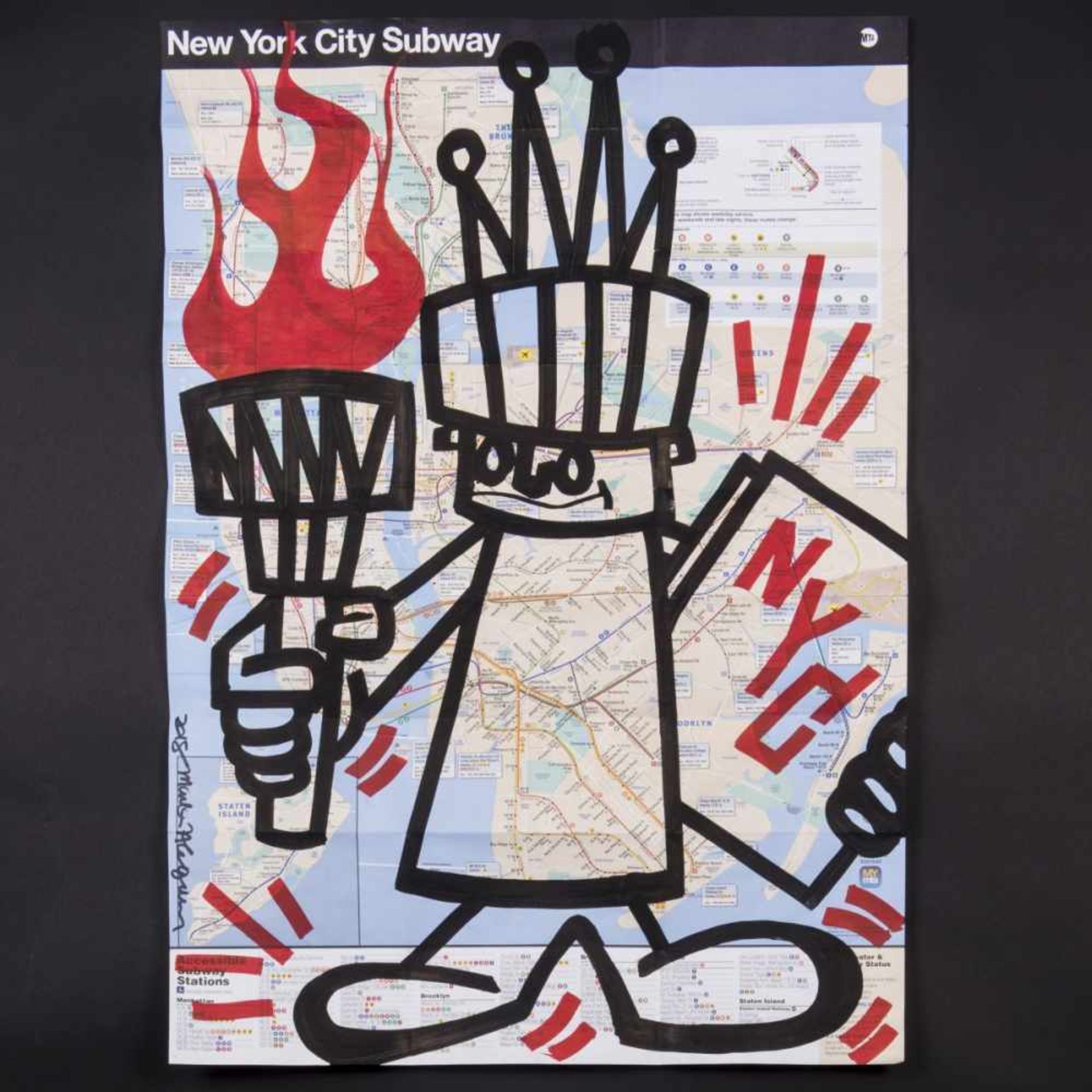 Mark Alequin (Geboren in NYC - lebt ebendort), 'Freiheitsstatue auf NYC Subway Map', 2018' - Bild 2 aus 3