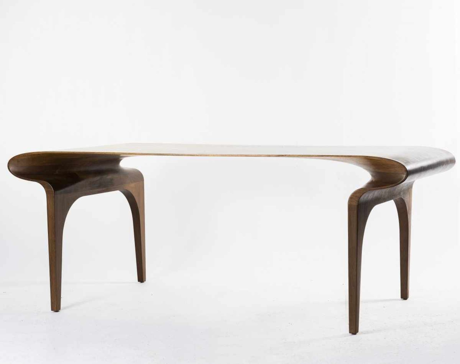 Bodo Sperlein, 'Contour' desk, c. 2009 'Contour' desk, c. 2009 H. 74 x 191 x 90.5 cm. Dark walnut