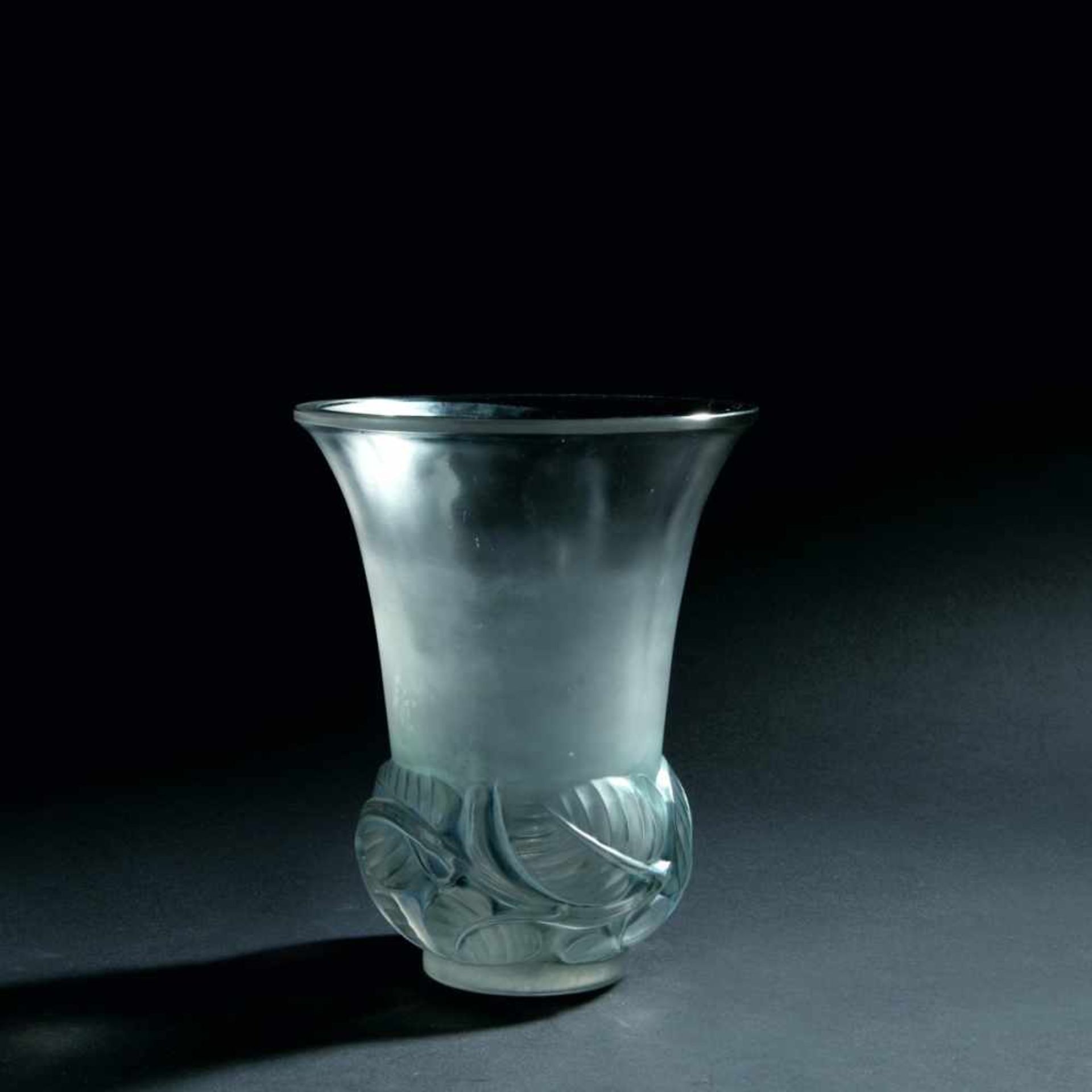 René Lalique, 'Lilas' vase, 1930'Lilas' vase, 1930H. 24 cm. Clear moulded glass, satined and blue