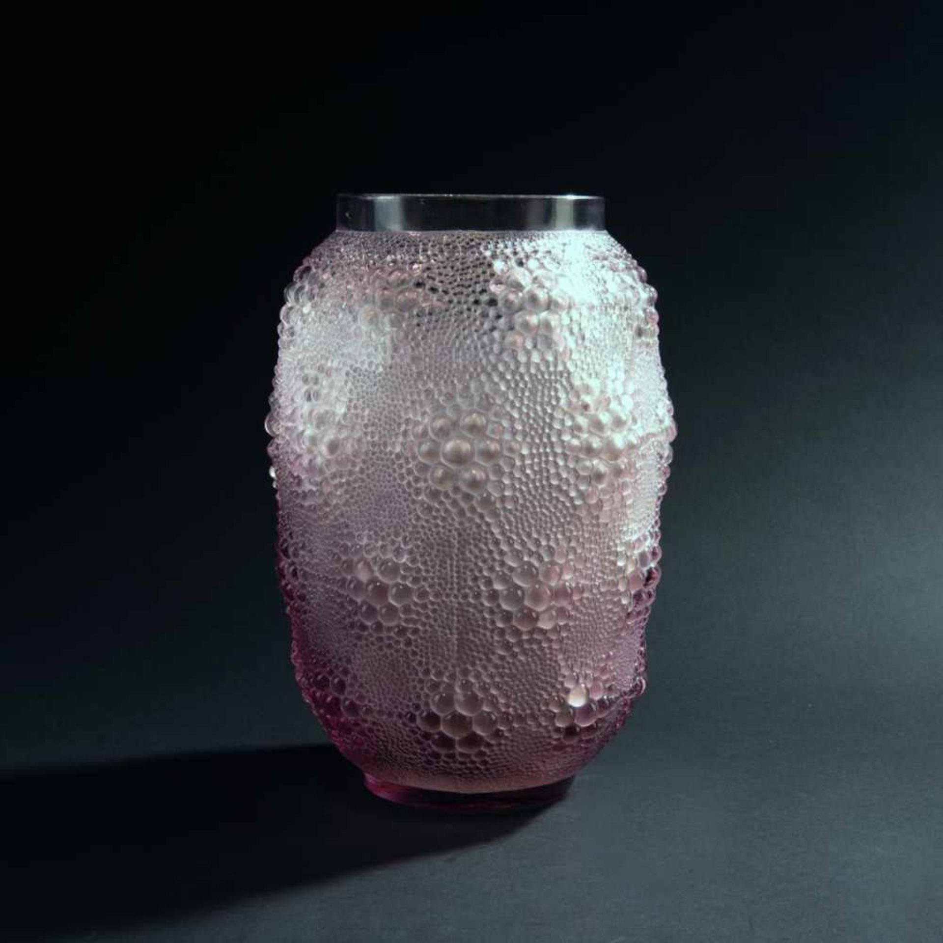 René Lalique, 'Davos' vase, 1932'Davos' vase, 1932H. 28.5 cm. Pink mould-blown glass. Signed: R.