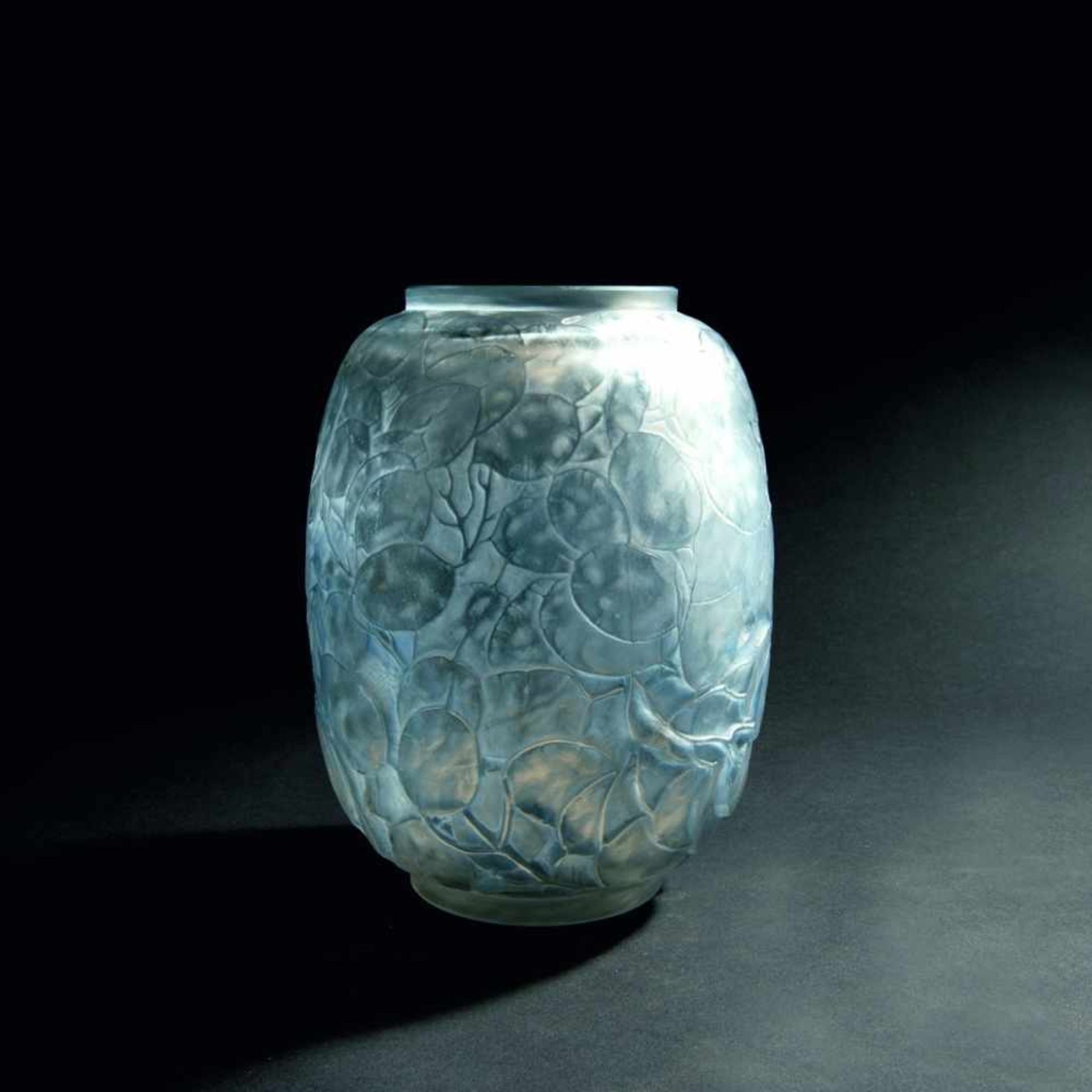 René Lalique, 'Monnaie du pape' vase, 1914'Monnaie du pape' vase, 1914H. 23.2 cm. Clear mould-