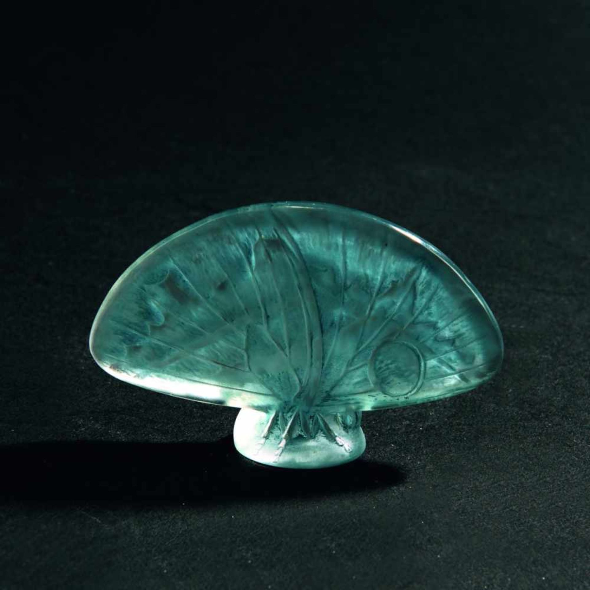 René Lalique, 'Papillon' stamp, 1919'Papillon' stamp, 1919H. 5 cm. Clear moulded glass, blue