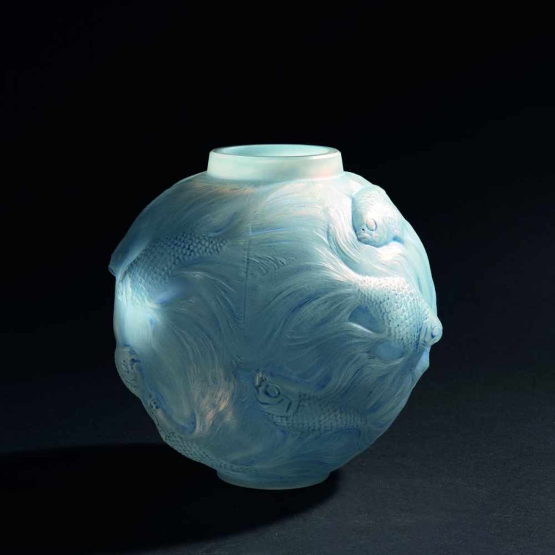 René Lalique, 'Formose' vase, 1924'Formose' vase, 1924H. 17.5 cm. Clear mould-blown glass, blue