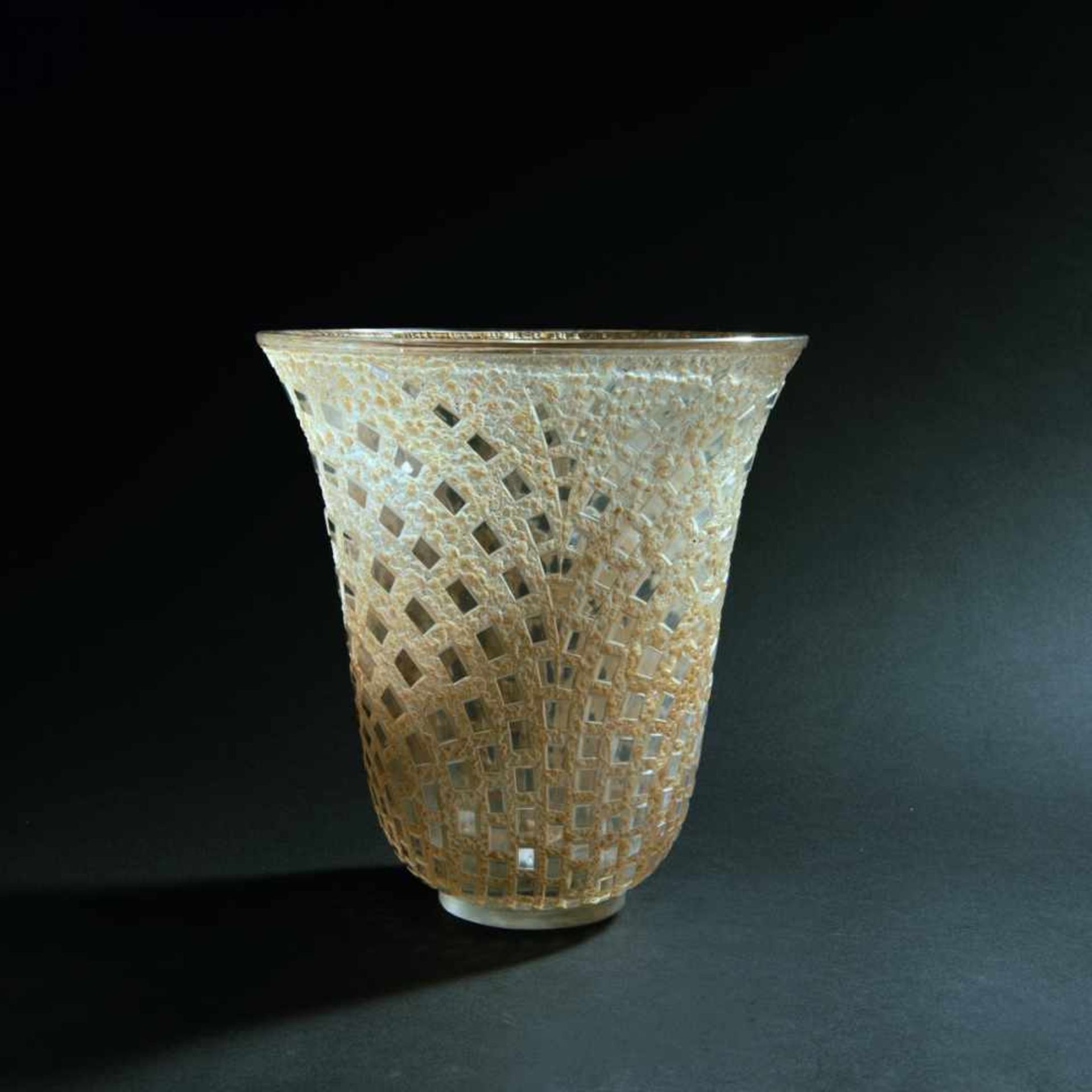 René Lalique, 'Damiers' vase, 1935'Damiers' vase, 1935H. 23 cm. Colorless moulded glass, partially