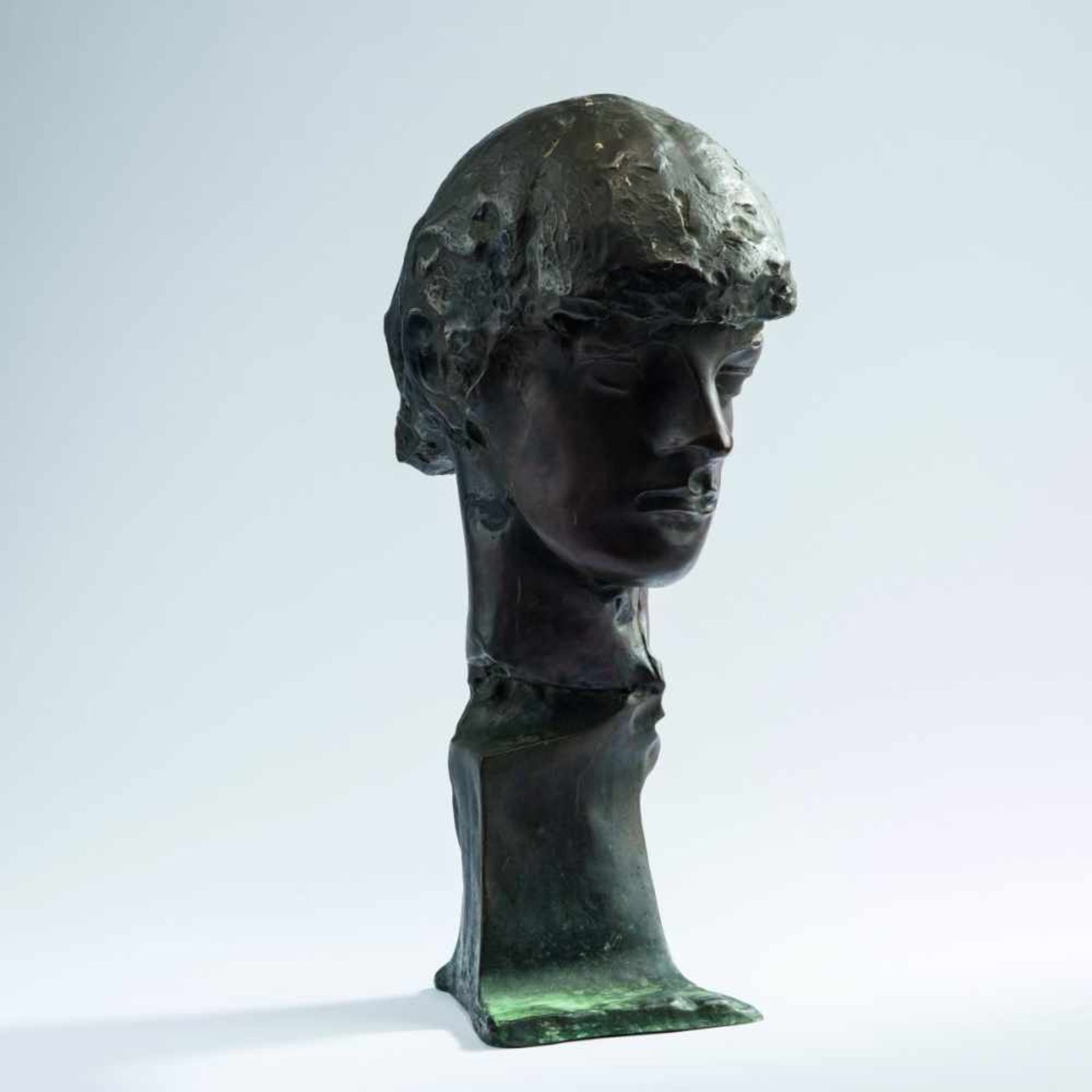 Augusto Perez, Male head, 1970sMale head, 1970sH. 50 cm. Bronze, dark patina. Signed: Perez (