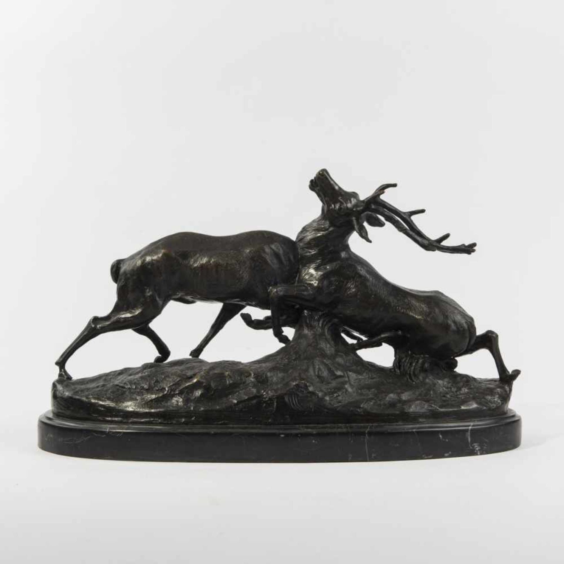 Clovis Edmond Masson, 'Battling deer', c. 1885'Battling deer', c. 1885H. 24 cm, 42 x 19 cm. - Bild 2 aus 5