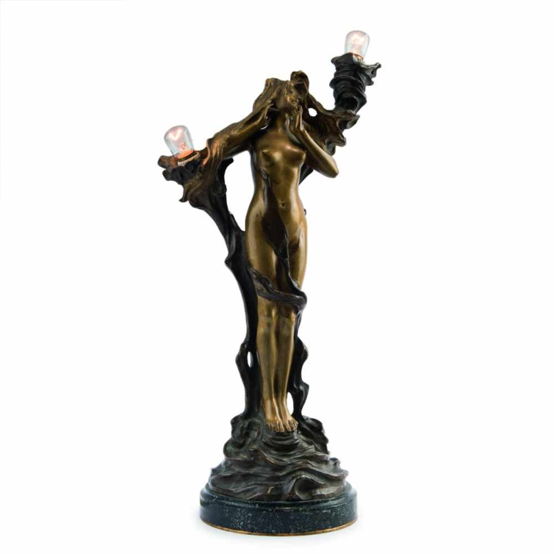 Georges Flamand, Figurative table light 'Girl', c. 1900Figurative table light 'Girl', c. 1900H. 49