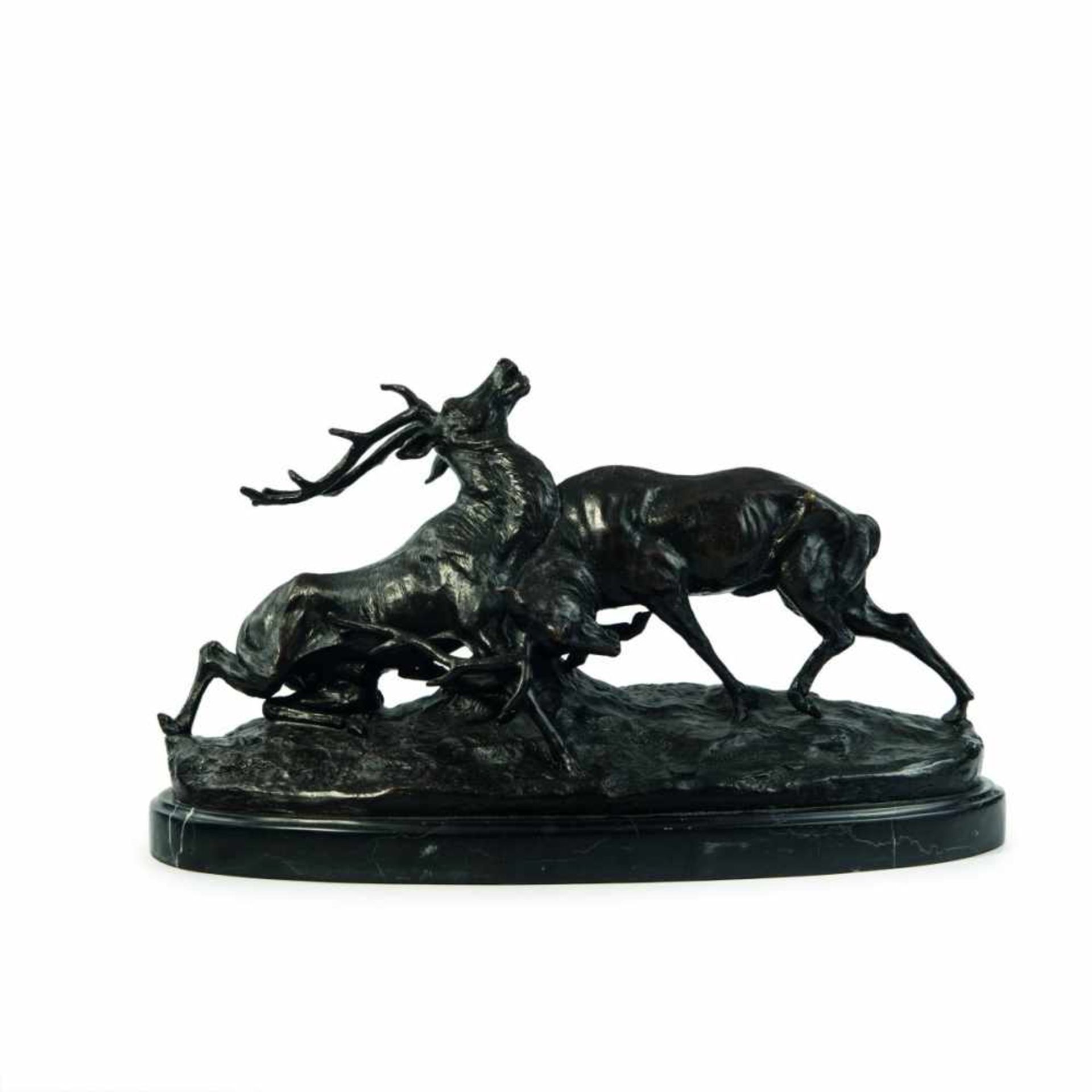 Clovis Edmond Masson, 'Battling deer', c. 1885'Battling deer', c. 1885H. 24 cm, 42 x 19 cm.