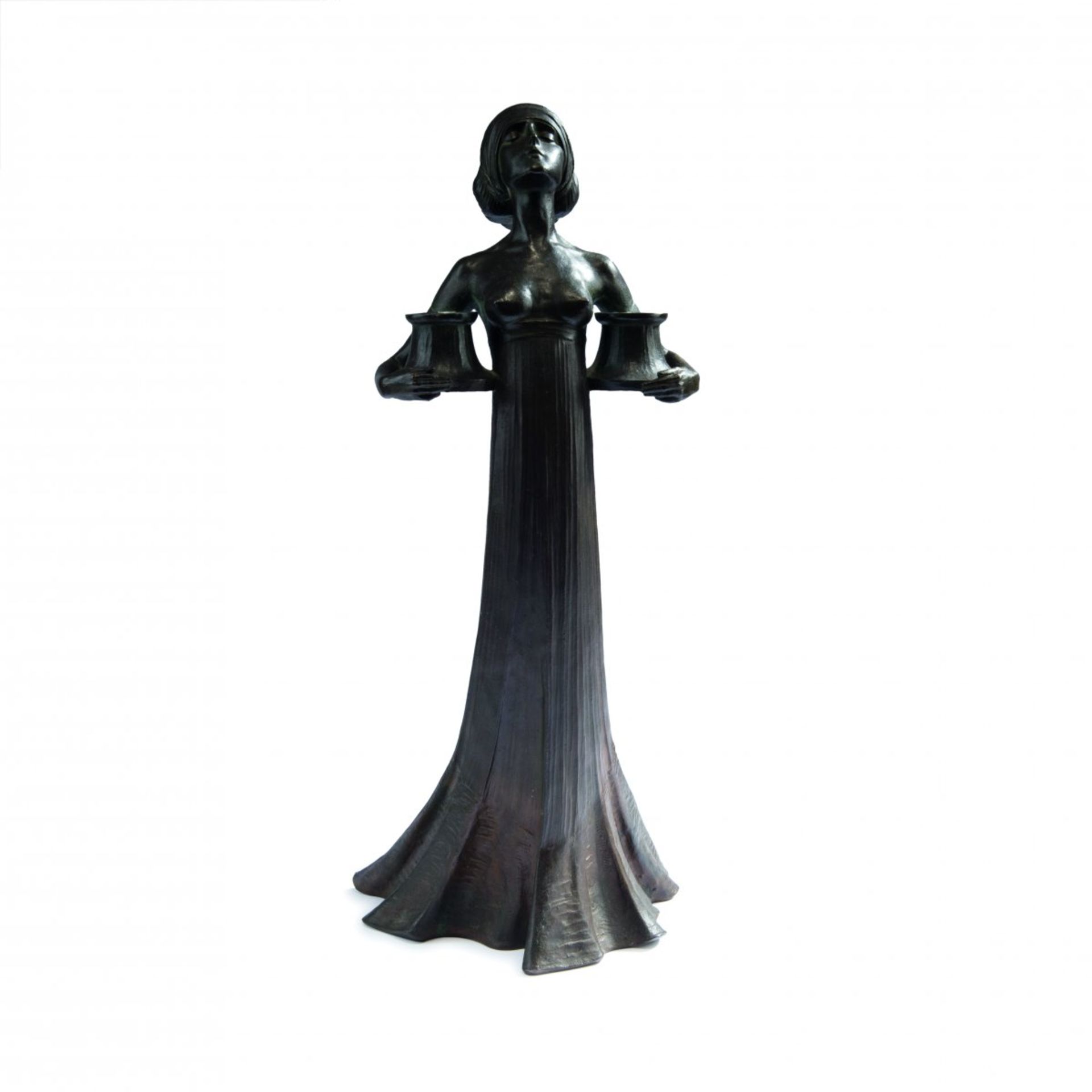 Gustav Gurschner, Candlestick, c. 1902-04Candlestick, c. 1902-04Standing figure of a young woman