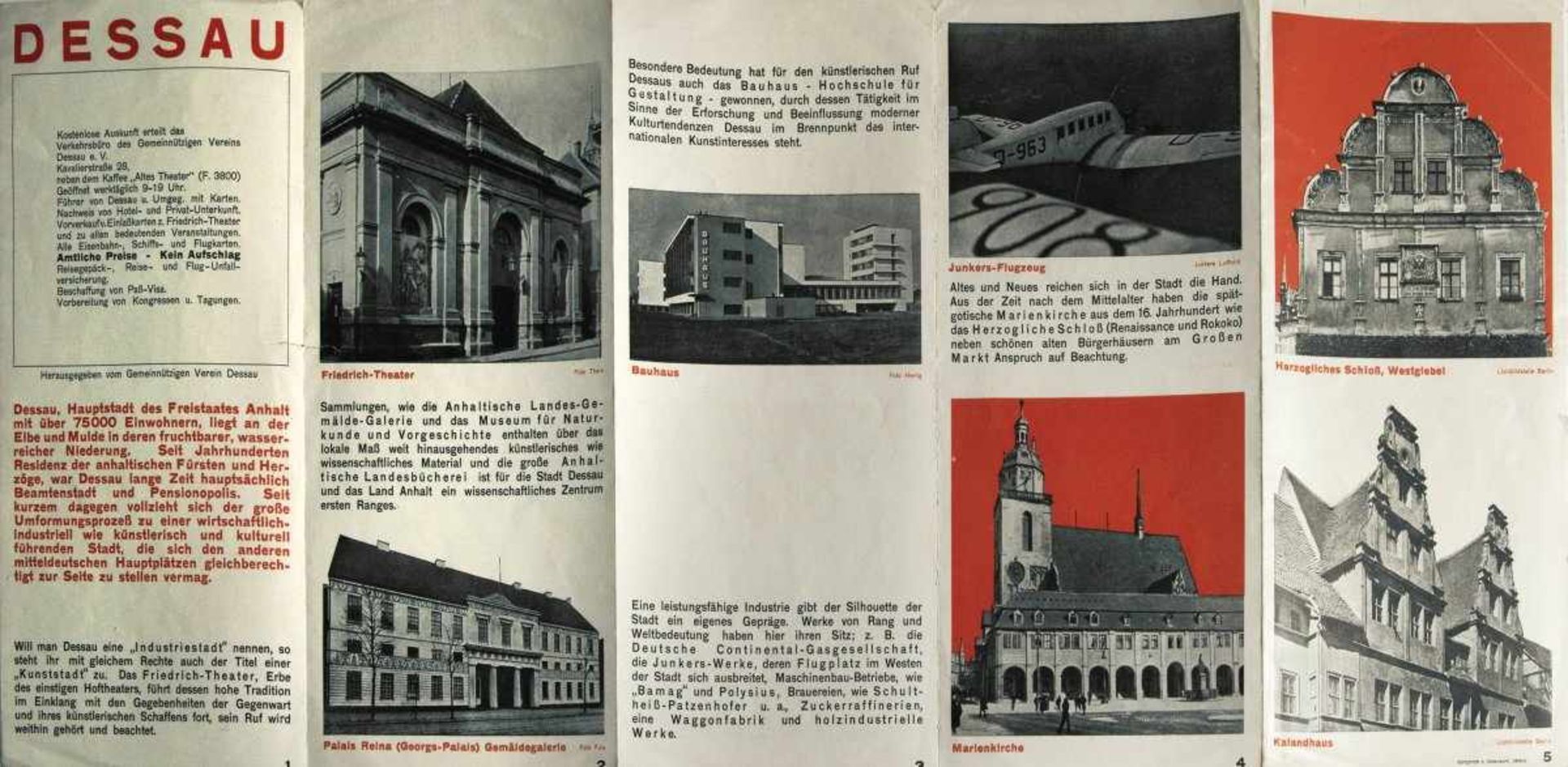 Herbert Bayer, 'Dessau' brochure, 1927'Dessau' brochure, 192721 x 10.5-52,3 cm. Letterpress. Marked: - Bild 2 aus 4