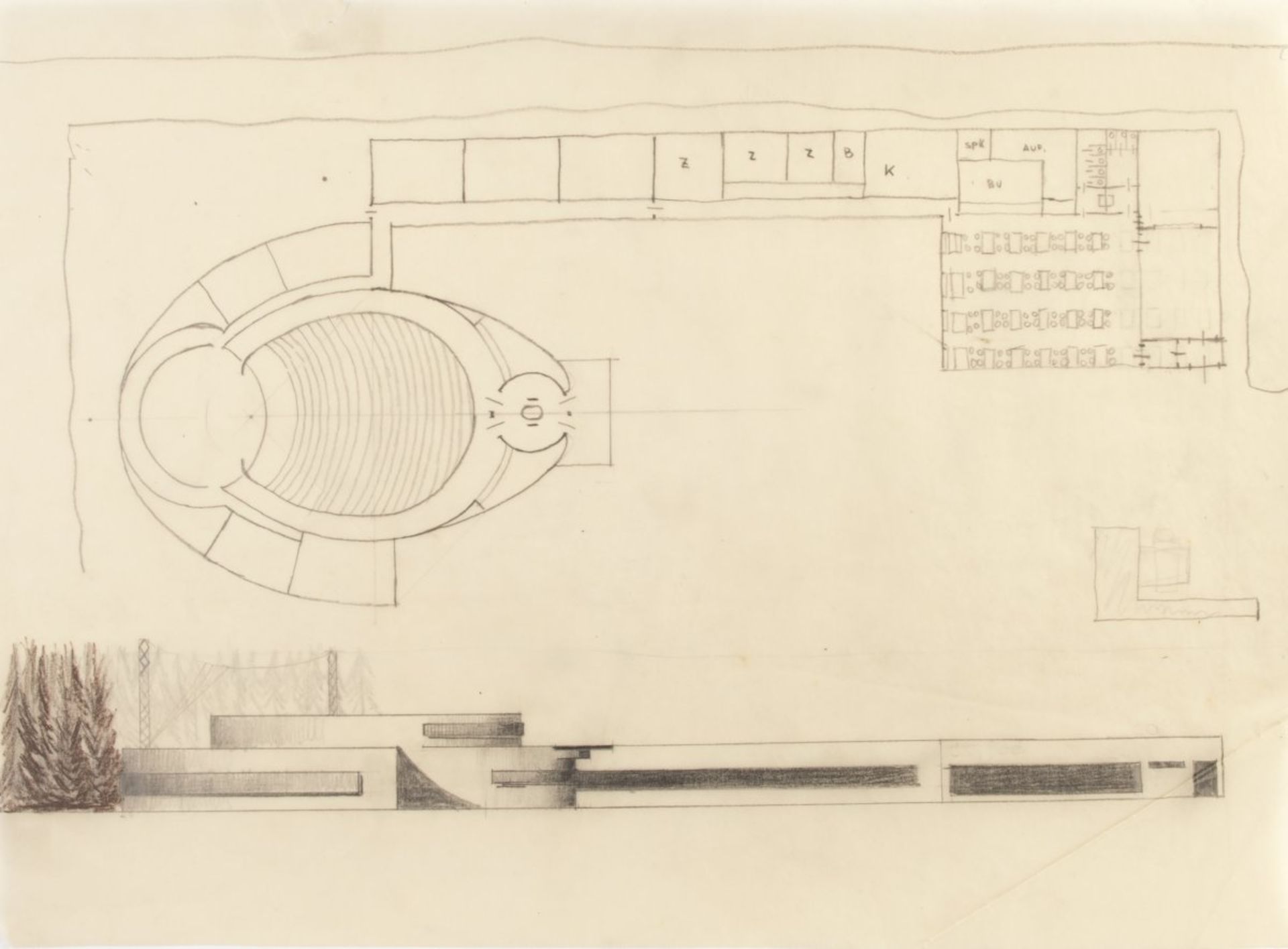 Emil Bruhn, 'Bühne der Zeit', 1929'Bühne der Zeit', 1929Eight architectural sketches in different - Bild 2 aus 8