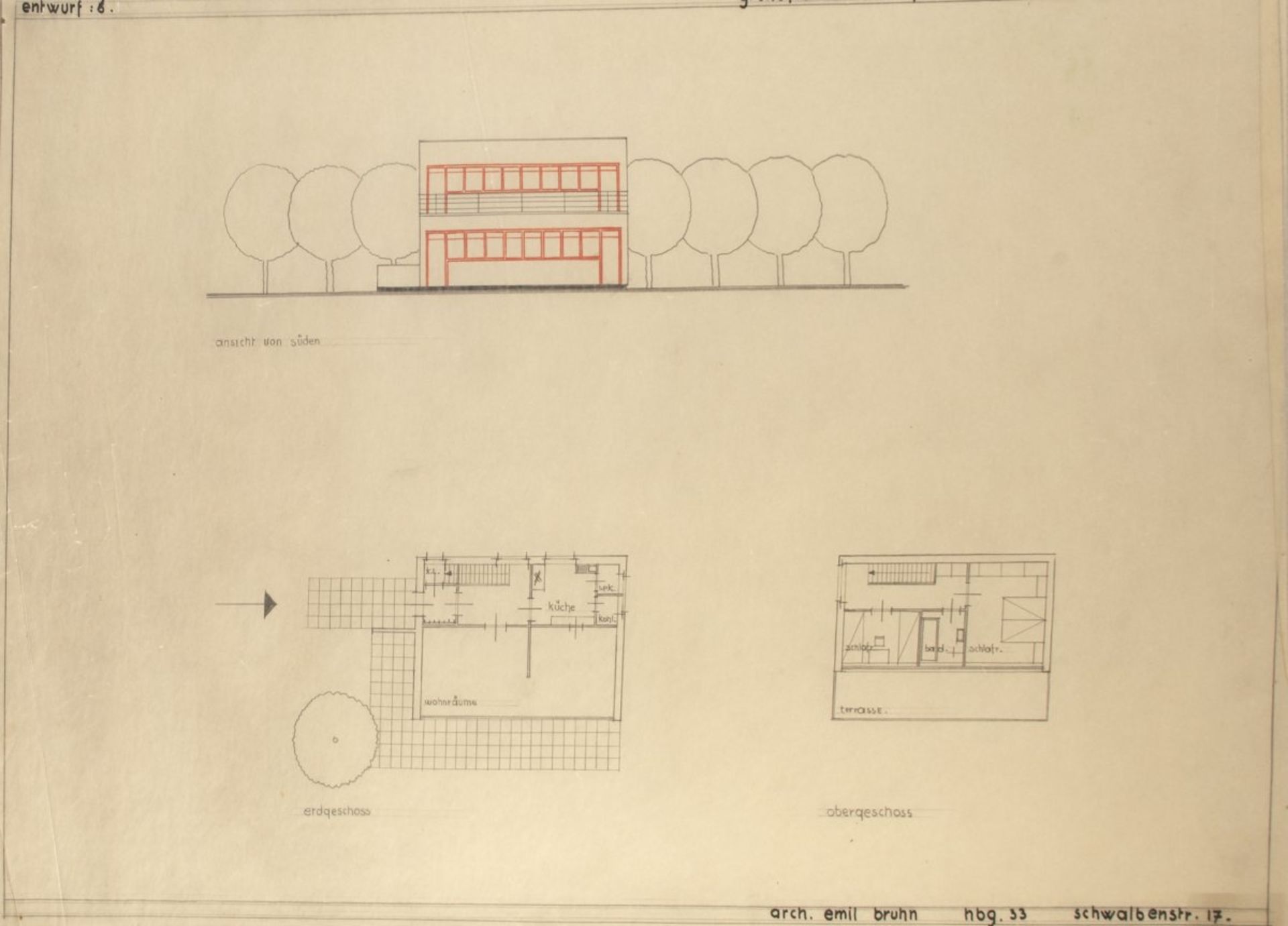 Emil Bruhn, Architectural drawings, c. 1931-33Architectural drawings, c. 1931-3327 drawings in - Bild 9 aus 20