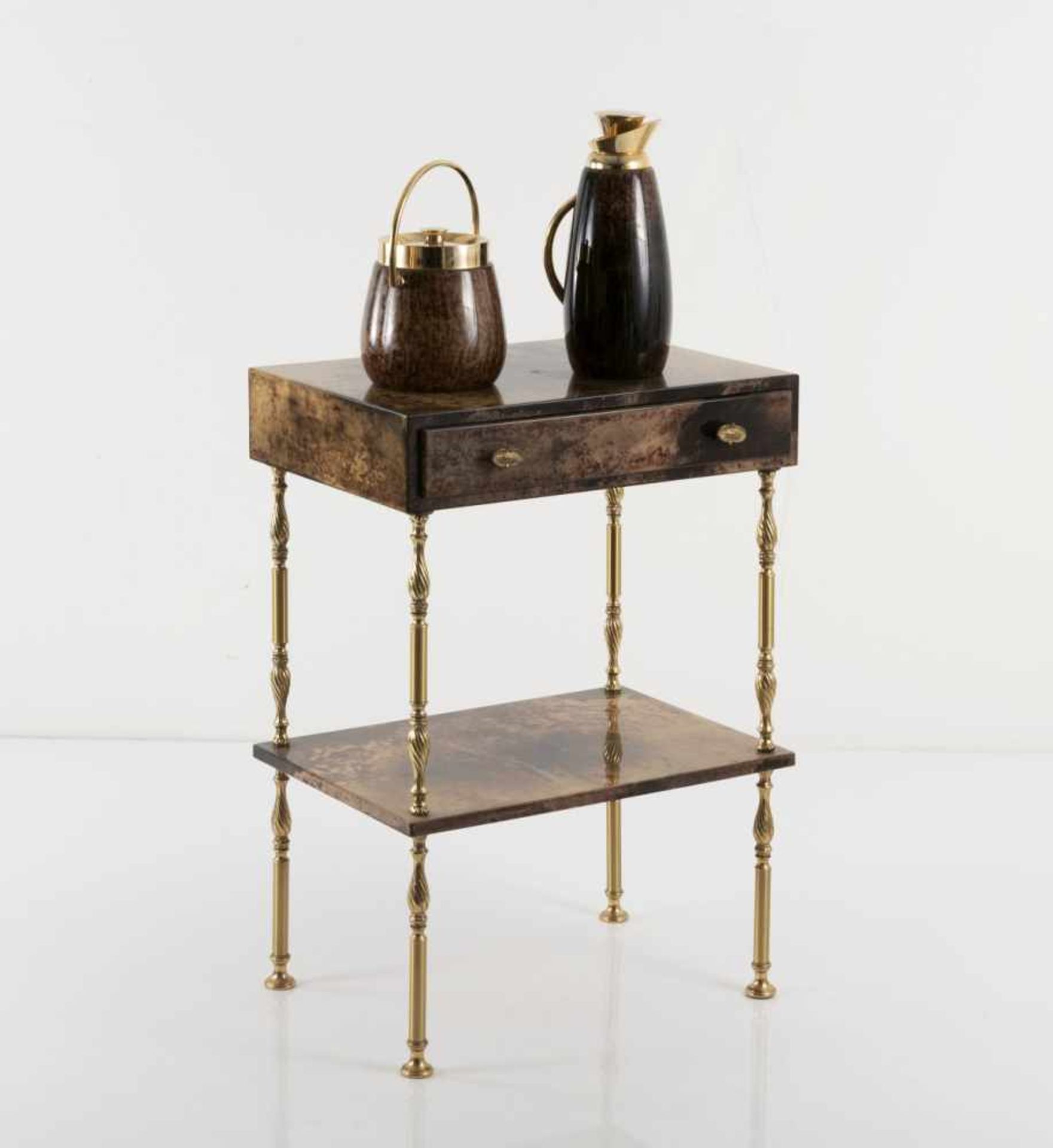 Aldo Tura, Console table, ice bucket and thermos, 1960sConsole table, ice bucket and thermos,