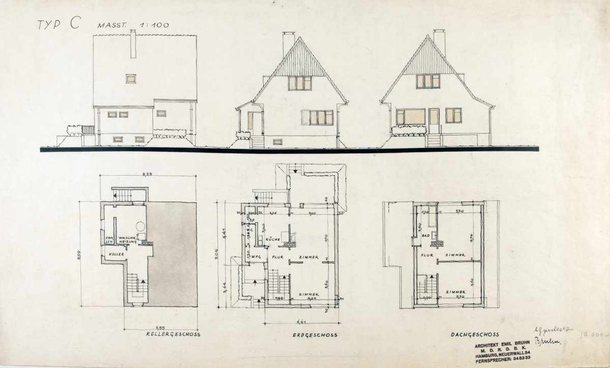 Emil Bruhn, Architectural drawings, c. 1931-33Architectural drawings, c. 1931-3327 drawings in - Image 2 of 20