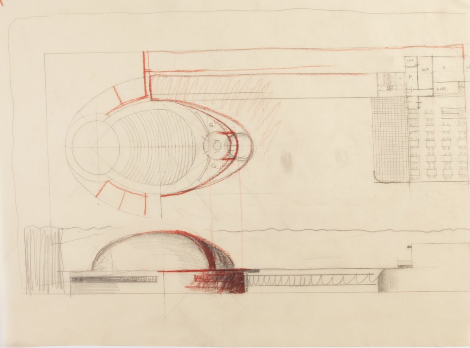Emil Bruhn, 'Bühne der Zeit', 1929'Bühne der Zeit', 1929Eight architectural sketches in different