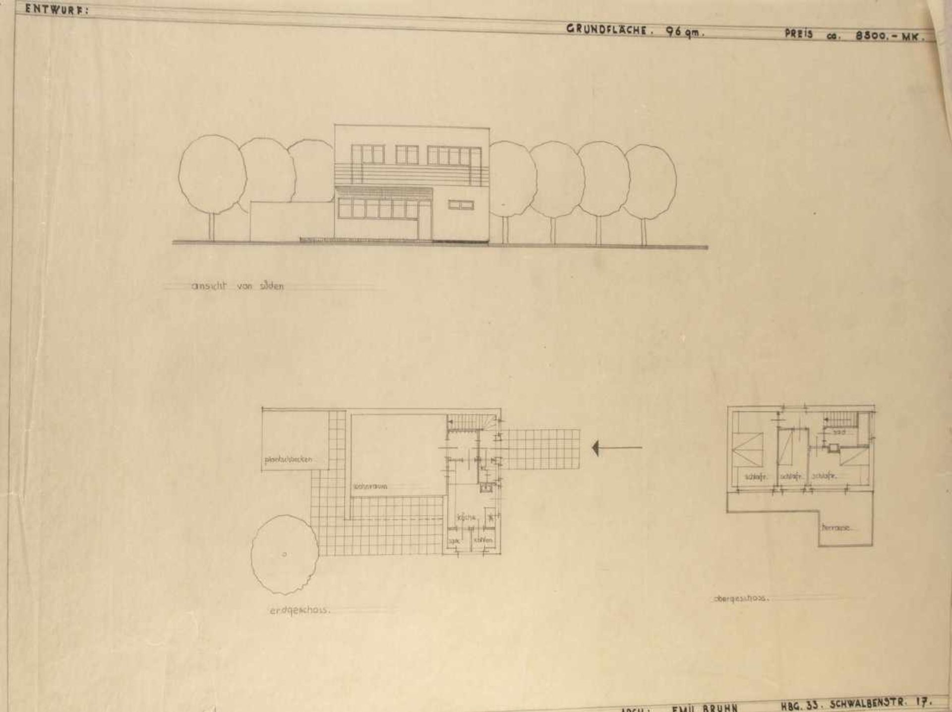 Emil Bruhn, Architectural drawings, c. 1931-33Architectural drawings, c. 1931-3327 drawings in - Bild 11 aus 20