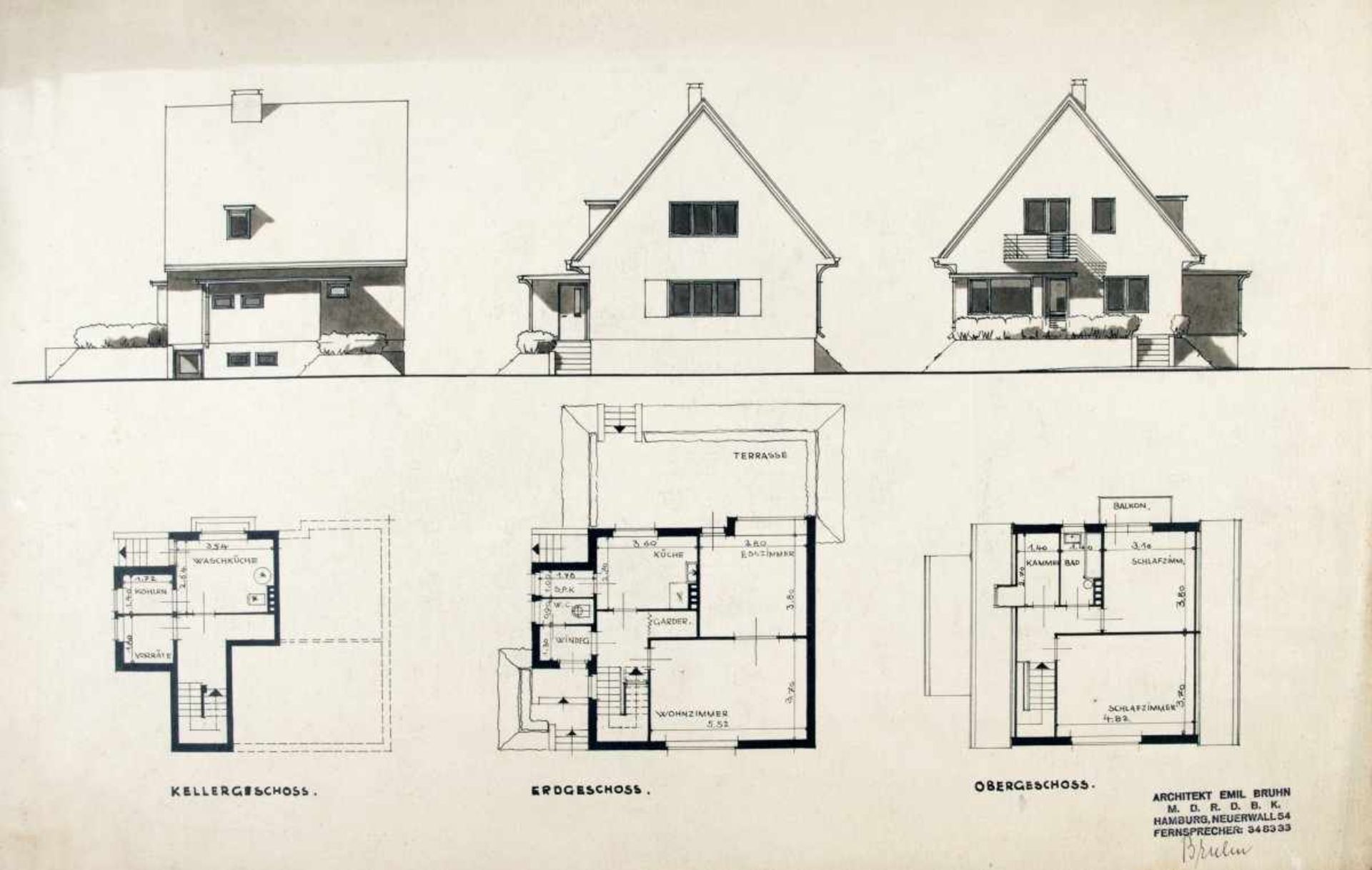 Emil Bruhn, Architectural drawings, c. 1931-33Architectural drawings, c. 1931-3327 drawings in - Bild 15 aus 20