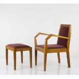 Felix Kayser, Anthroposophic armchair with footstool, 1930-50Anthroposophic armchair with footstool,