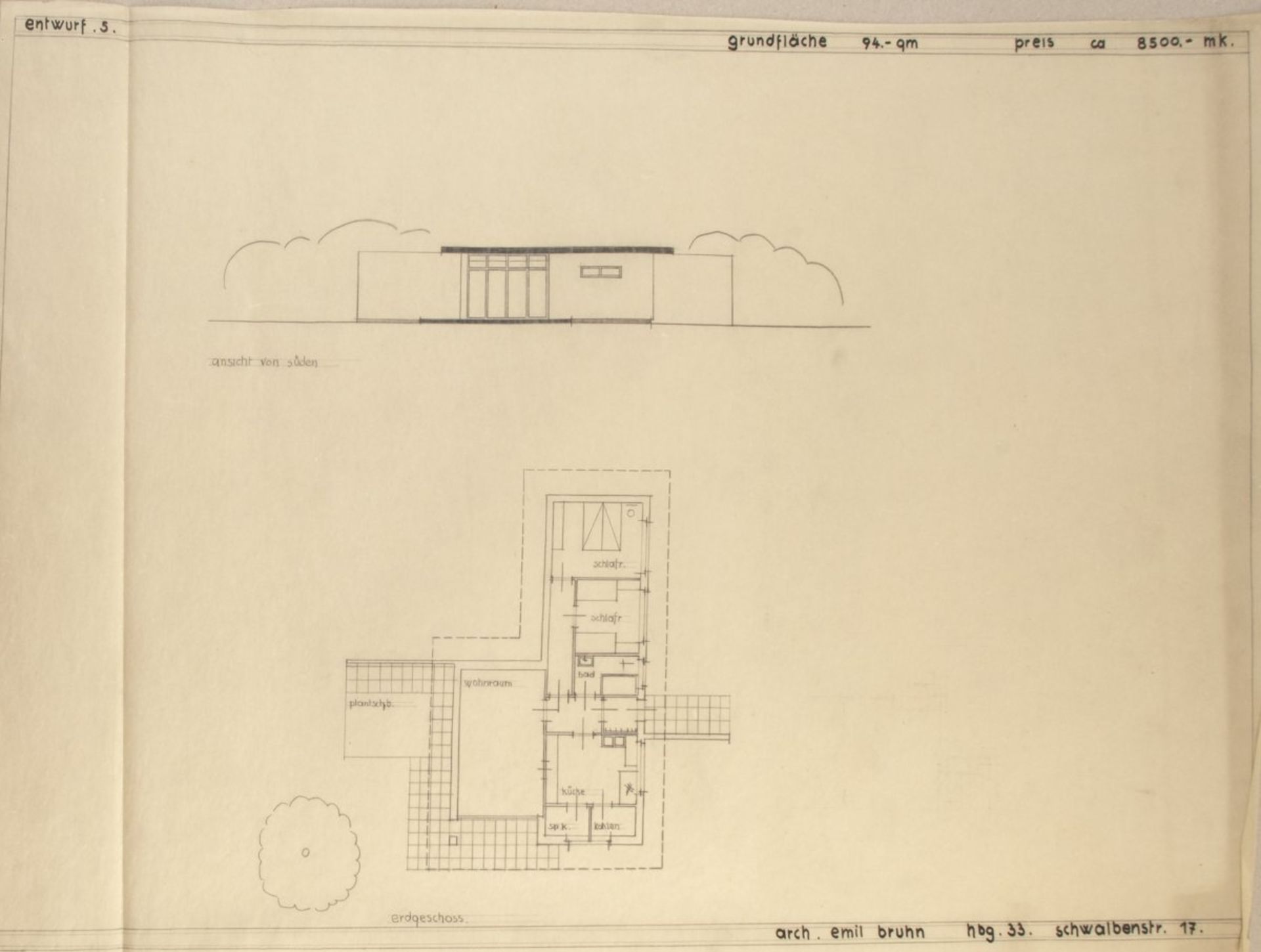 Emil Bruhn, Architectural drawings, c. 1931-33Architectural drawings, c. 1931-3327 drawings in - Bild 8 aus 20