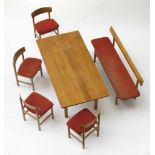 Borge Mogensen, Four chairs '3236', bench '3171' and dining table, 1956Four chairs '3236', bench '