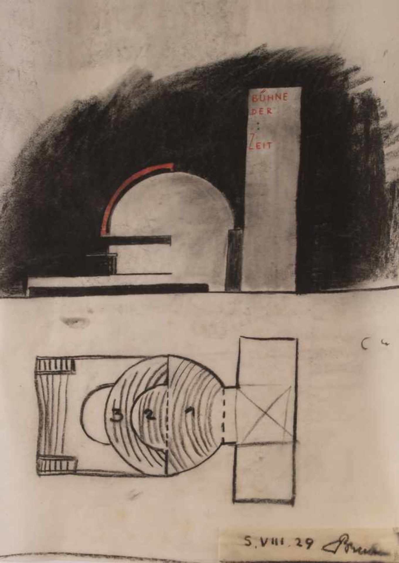 Emil Bruhn, 'Bühne der Zeit', 1929'Bühne der Zeit', 1929Eight architectural sketches in different - Bild 6 aus 8