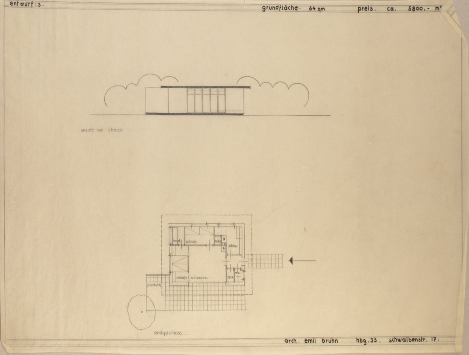 Emil Bruhn, Architectural drawings, c. 1931-33Architectural drawings, c. 1931-3327 drawings in - Bild 6 aus 20