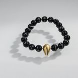 Othmar Zschaler, Collier, 1980sCollier, 1980sGlass, black and white, gold, diamonds. 461 grams. L.