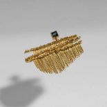 Klaus Ullrich, Brooch, c. 1960Brooch, c. 196021.6ct yellow gold, sapphire. 25 grams. 5.2 x 3.2 cm.