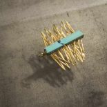 Friedrich Becker, Brooch, 1958Brooch, 195818ct yellow gold, turquoise. 23 grams. 4.8 x 5 cm. Signed:
